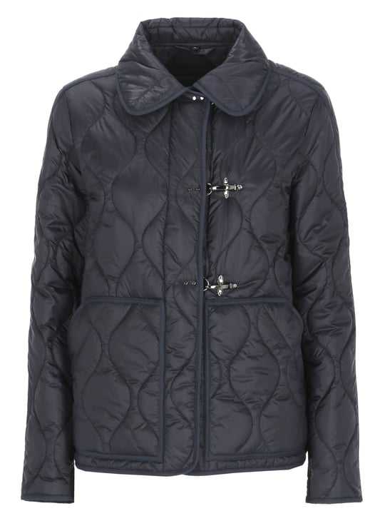 Fay Blue Quilted Hook-Fastening Jacket