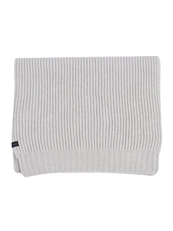 Fay Finely Ribbed Knit Scarf In Light Neutral Tone