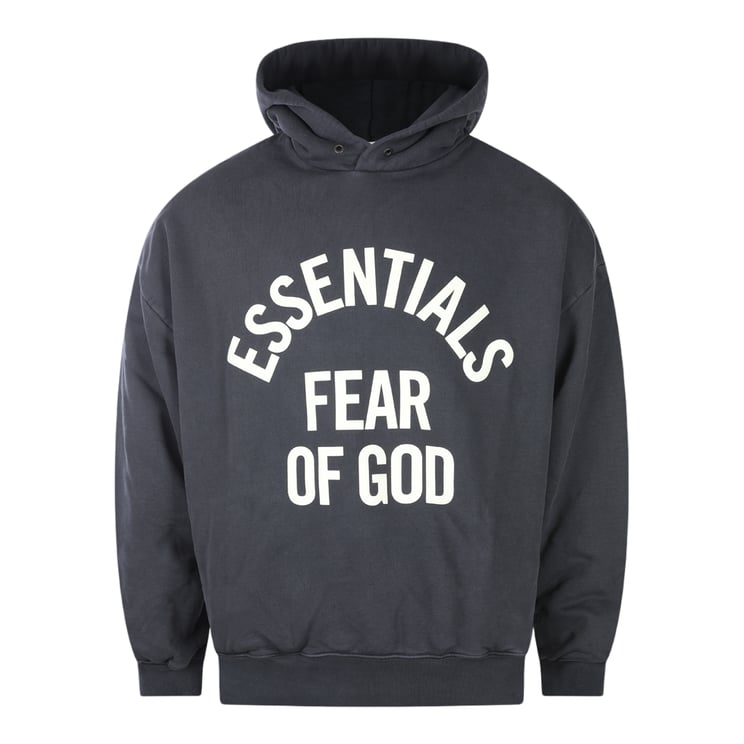 Fear of God Charcoal Arched Logo Cotton Hooded Sweatshirt