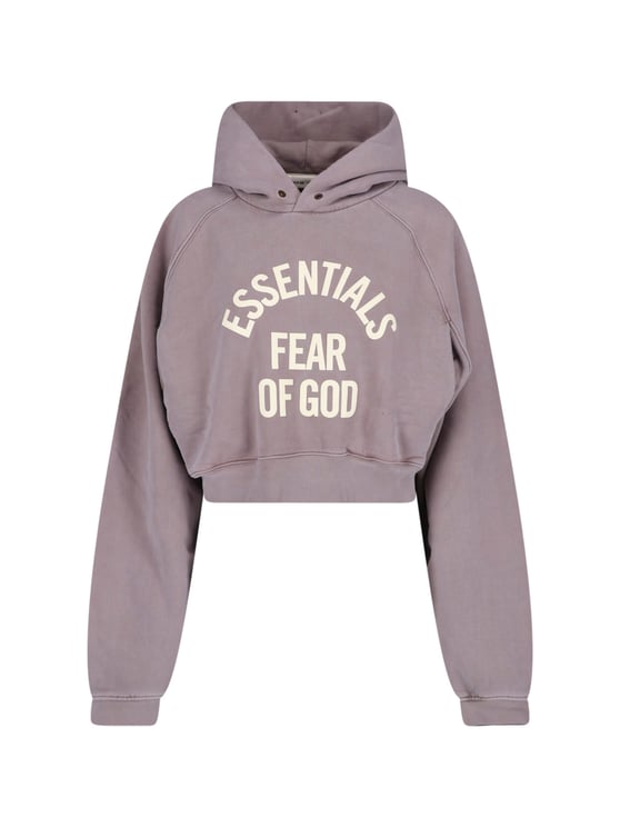Fear of God Grey Cropped Washed Texture Arched Hoodie
