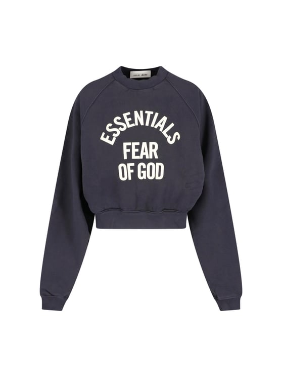 Fear of God Black Cropped Arched Logo Raglan Sweatshirt