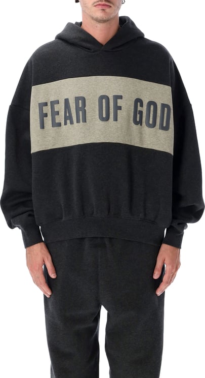 Fear of God Cropped Relaxed Panelled Hoodie Iron Grey