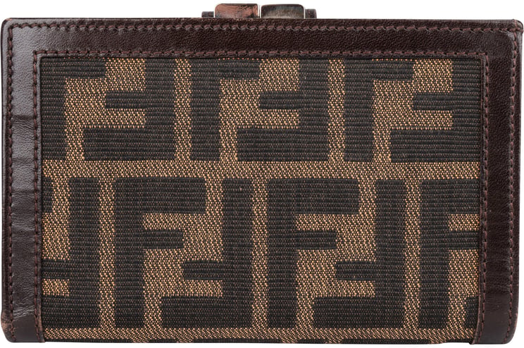 Fendi Fendi FF Monogram Canvas Zucca Kiss Lock Wallet