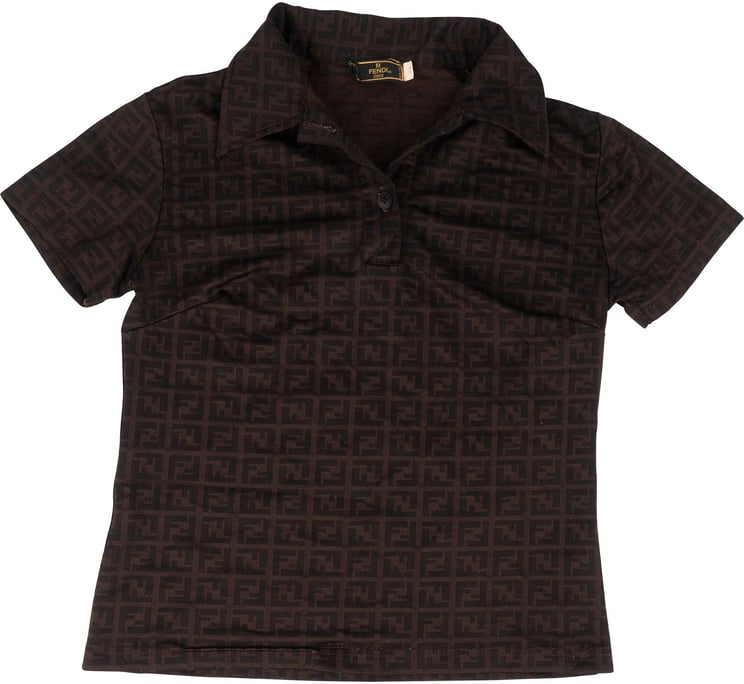 Fendi Fendi Brown Zucca Monogram Polo Shirt Top (DE38 / IT44)
