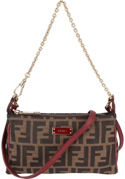 Fendi Fendi Monogramm FF Zucca Spalmati Pochette Crossbody Handbag