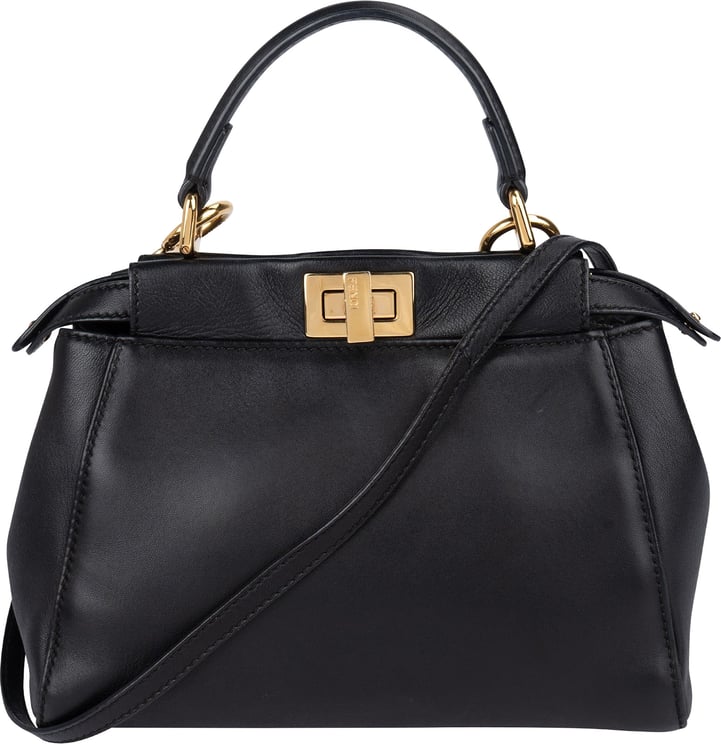 Fendi Fendi Black Leather Mini Peekaboo Handbag