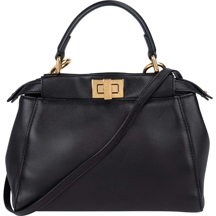 Fendi Fendi Black Leather Mini Peekaboo Handbag