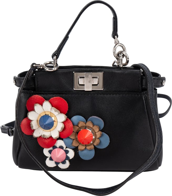 Fendi Fendi Leather Flowerland Micro Peekaboo Handbag