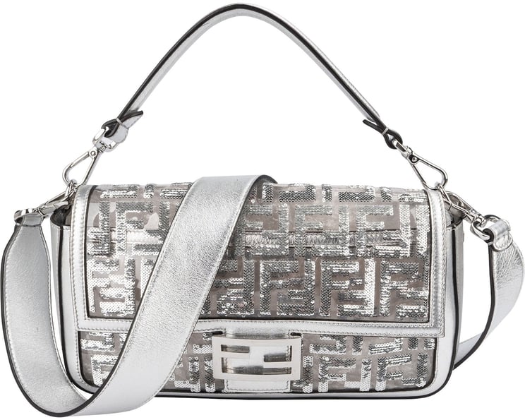 Fendi Fendi FF Sequin Embroidered Monogram Baguette Shoulder Handbag