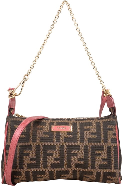 Fendi Fendi Monogram Zucca Chain Mini Pochette Handbag