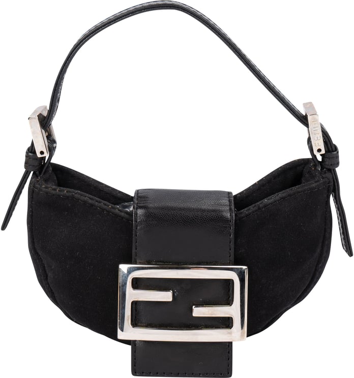 Fendi Fendi Cotton FF Buckle Micro Croissant Handbag
