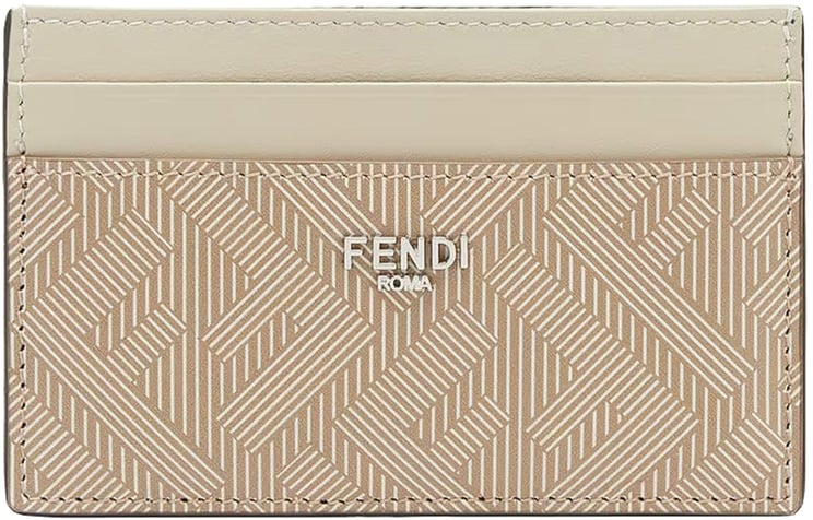Fendi Shadow FF Pattern Leather Metallic Card Case