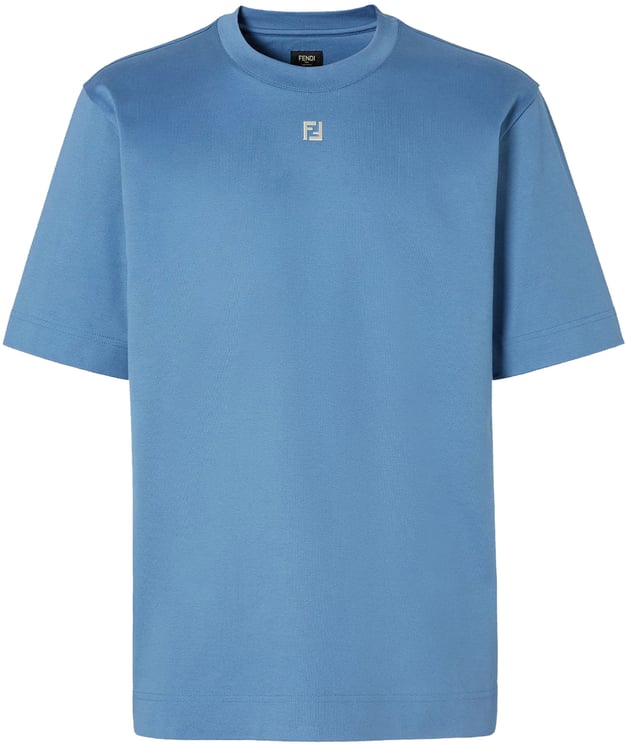 Fendi Relaxed-Fit Blue Logo Detail T-Shirt