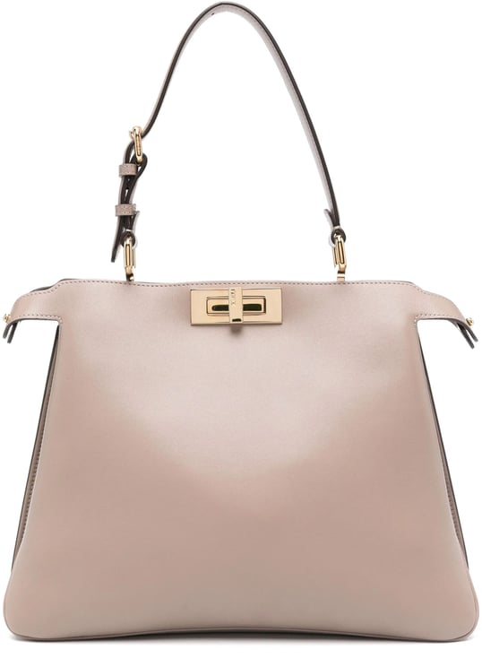 Fendi Peekaboo Soft Calf Leather Suede Handbag