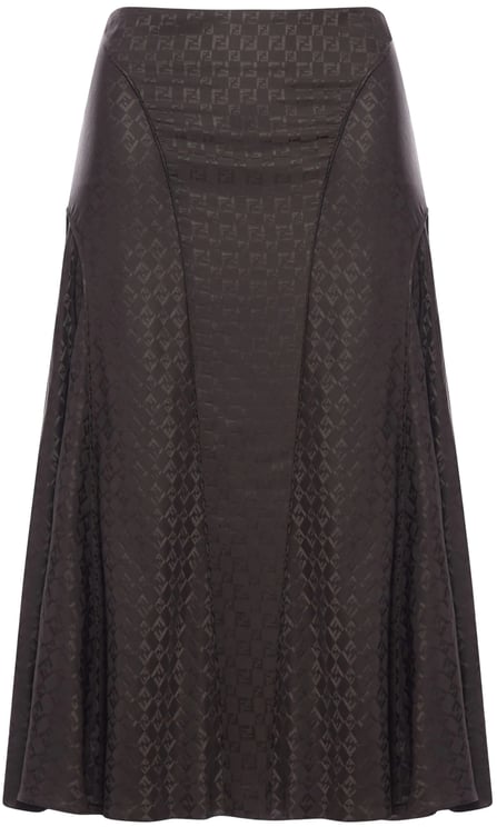 Fendi Chess FF Brown Flared Checkerboard Skirt