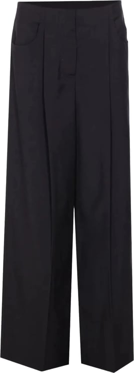Fendi Wide-Leg Cropped Black Wool Tailored Trousers