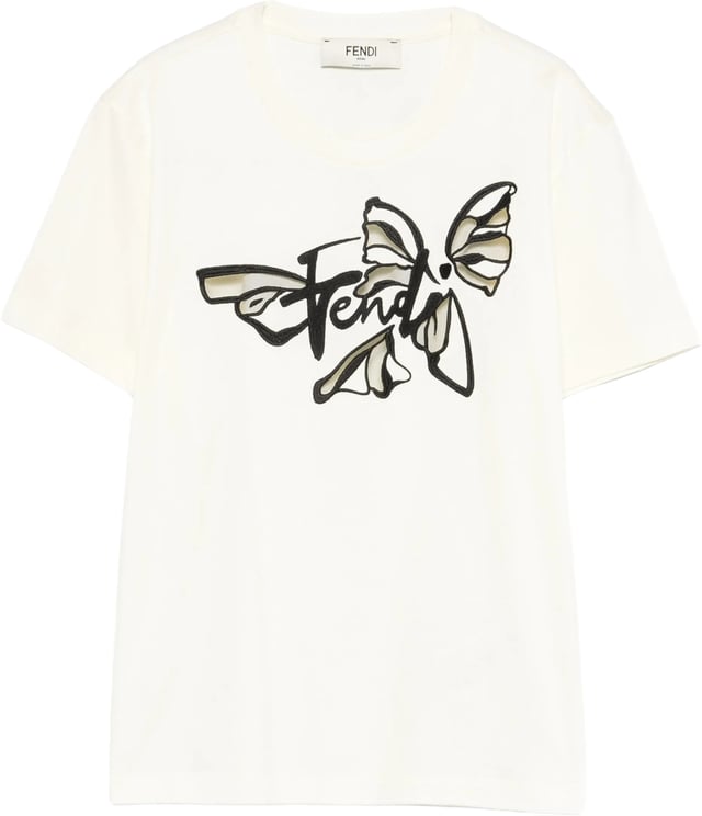 Fendi Nigthfly Off-White Abstract Butterfly Graphic T-Shirt