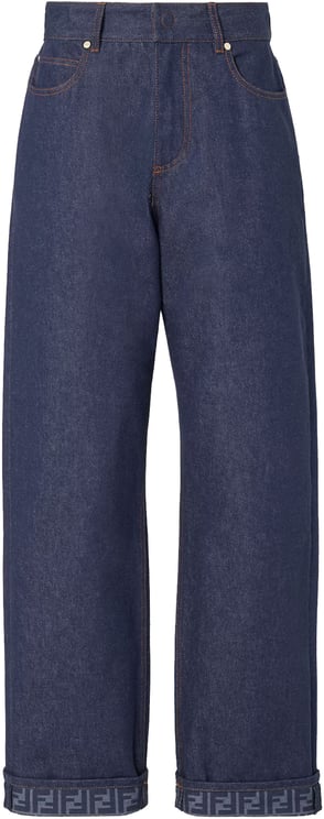 Fendi FF Reverse Den Wide-Leg Indigo Jeans