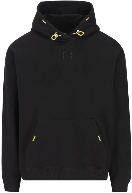 Fendi Ff Black Hoodie Yellow Drawstring Hoodies