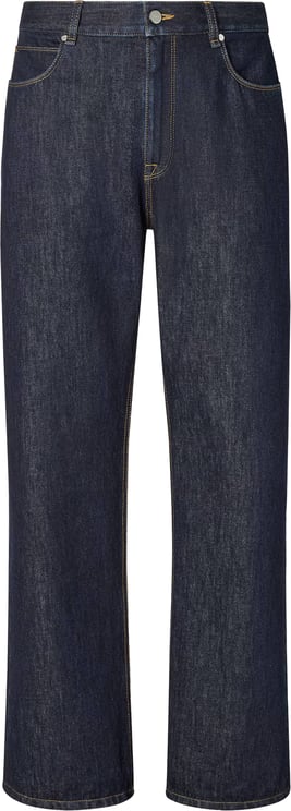 Fendi Straight-Leg Denim Jeans with Contrast Stitching and Logo Patch
