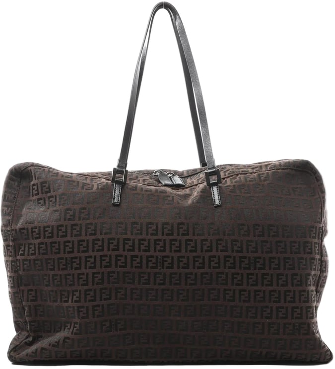 Fendi FENDI Zucchino Canvas x Leather Handbag in Brown 7VS018