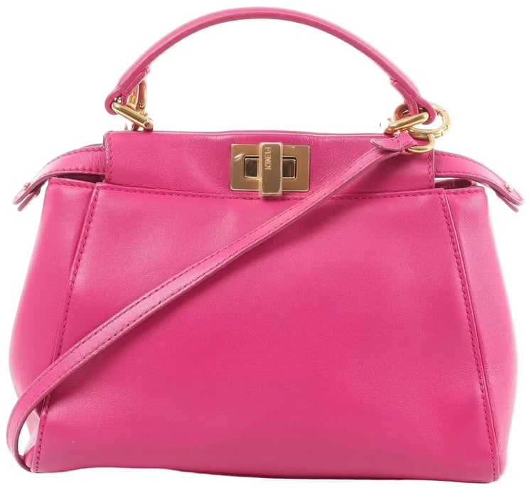 Fendi Fendi Peekaboo Mini Leather 2Way Handbag in Pink 8BN244