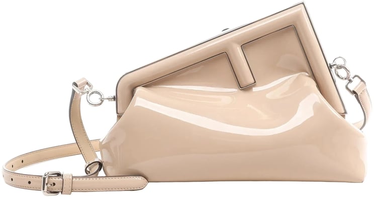 Fendi FENDI First Patent Leather Crossbody bag in Beige 8BP137