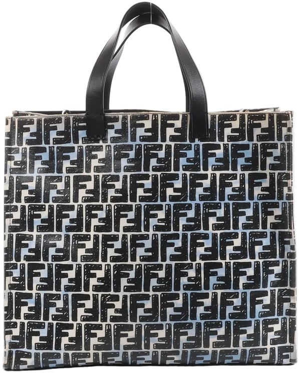 Fendi FENDI Zucca Coated Canvas x Leather Handbag in Blue x Black 8BH357