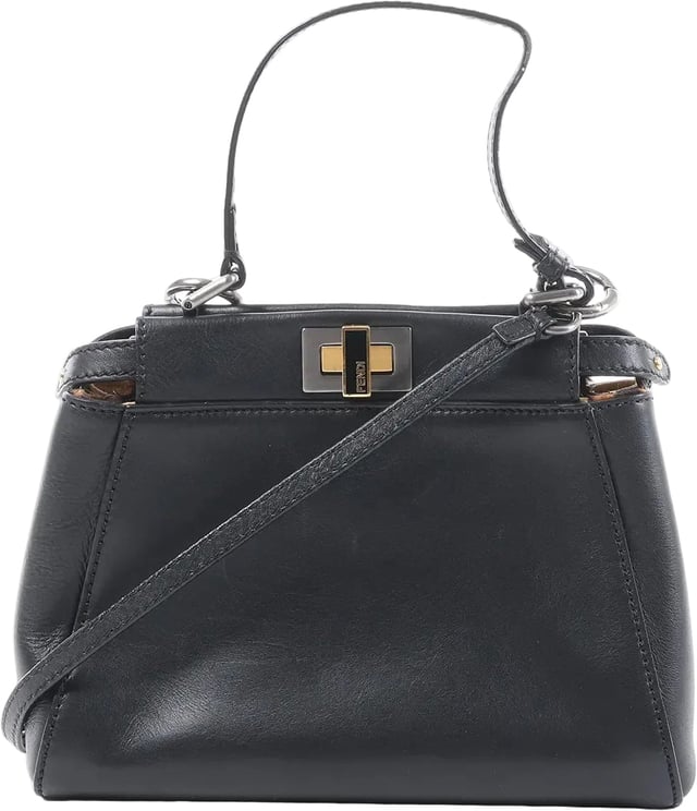 Fendi Fendi Peekaboo Mini Leather 2Way Handbag in Black 8BN227