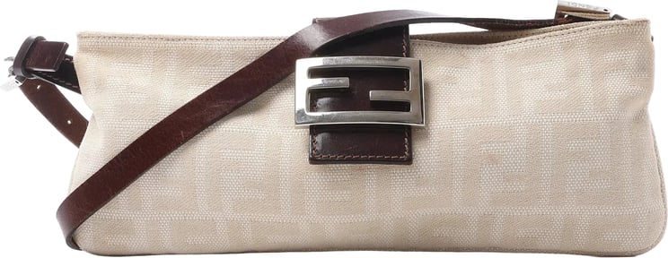 Fendi FENDI Baguette ZUCCa Canvas x Leather Shoulder bag in Beige 26685