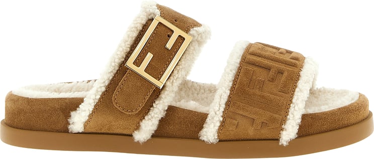 Fendi Fendi Beige Calfskin Slides