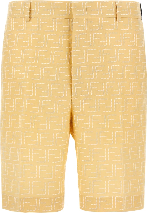 Fendi Fendi Bicolor Linen Bermuda Shorts