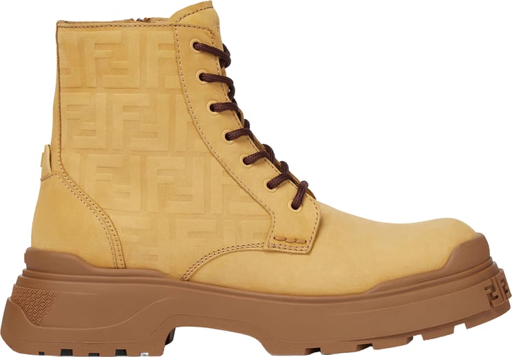 Fendi High-Top Nubuck Leather Embossed Pattern Boots