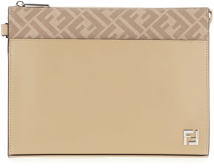 Fendi Fendi Cappuccino leather clutch