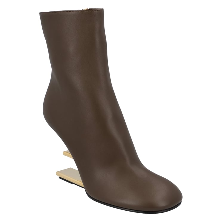Fendi Heeled Ankle Boots With Gold-Colored Diagonal Heel