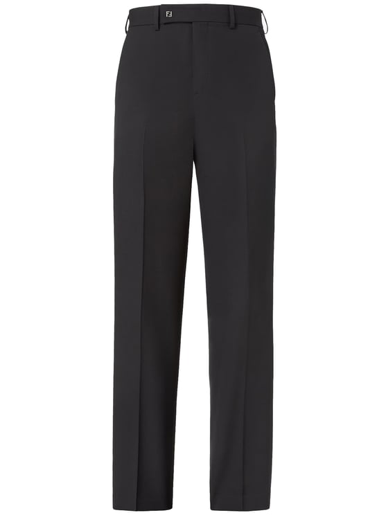 Fendi Classic Tailored Black Wool Straight Trousers