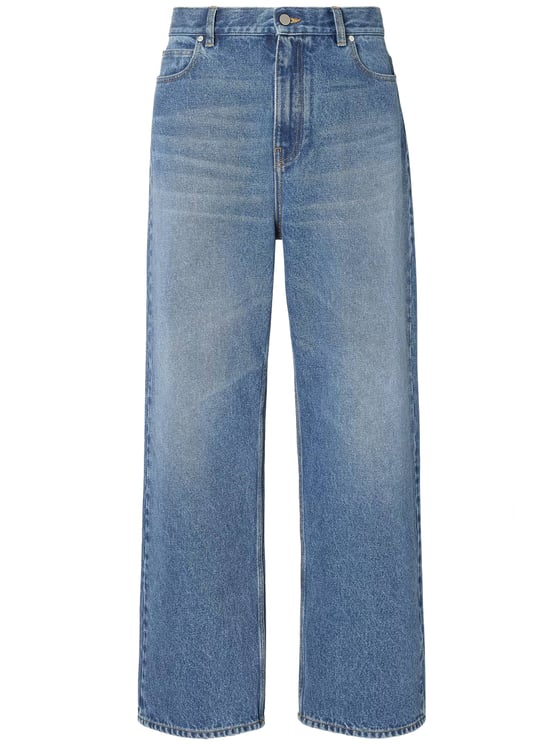 Fendi Relaxed Fit Mid-Blue Denim Pants with Classic Five-Pocket Style