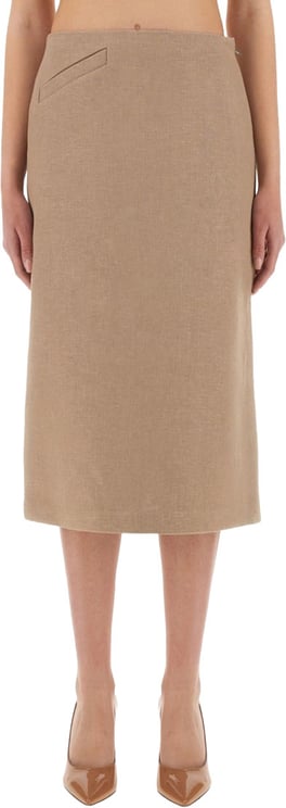 Fendi Waxed Linen Midi Skirt