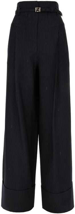 Fendi Fendi Embroidered wool blend pants