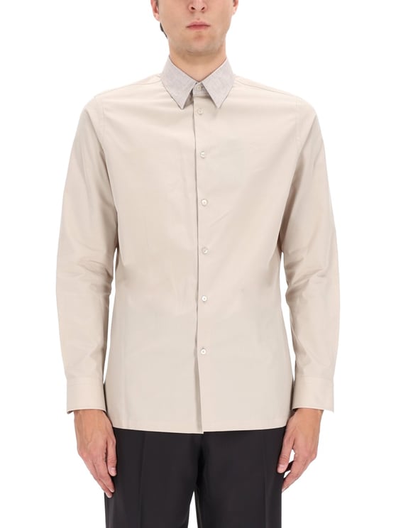 Fendi White Cotton Pointed Collar Shirt