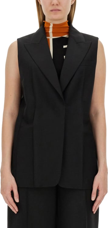 Fendi Black Tailored Vest With Sharp Lapel