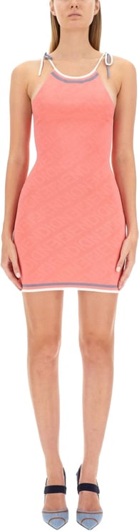Fendi Textured Mini Dress With Adjustable Straps And Subtle Hemline