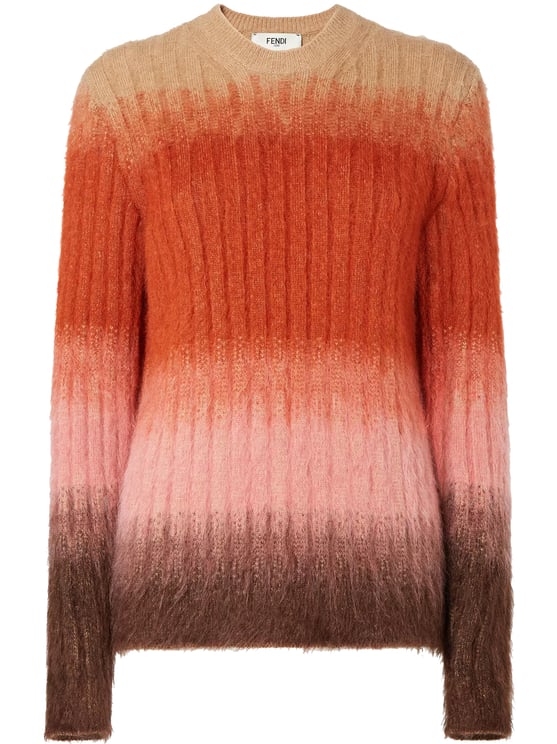 Fendi Gradient Ribbed Wool Crew Neck Sweater