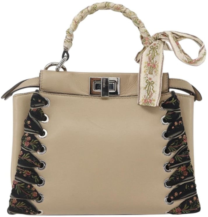 Fendi Fendi Peekaboo Bag Leather with Ribbon Whipstitch Mini