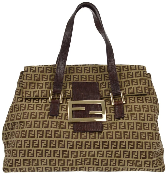 Fendi Fendi Vintage Flap Satchel Zucchino Canvas Large