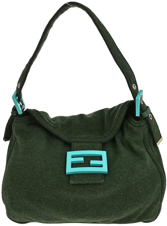 Fendi Fendi Vintage Flap Shoulder Bag Zucchino Canvas with Leather Medium