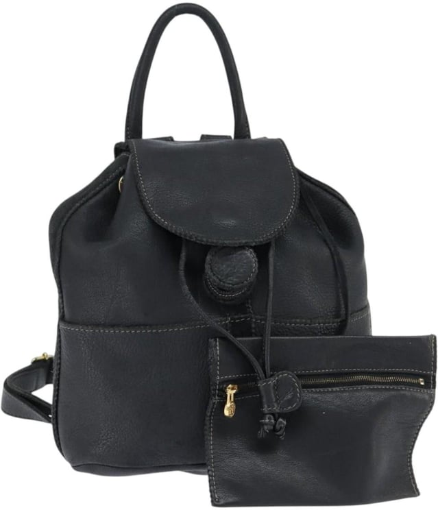 Fendi Fendi Logo Flap Drawstring Backpack Leather