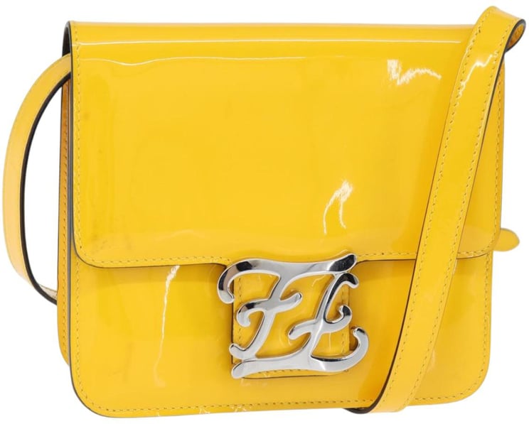 Fendi Fendi Curligraphy Shoulder Enamel Yellow Silver small
