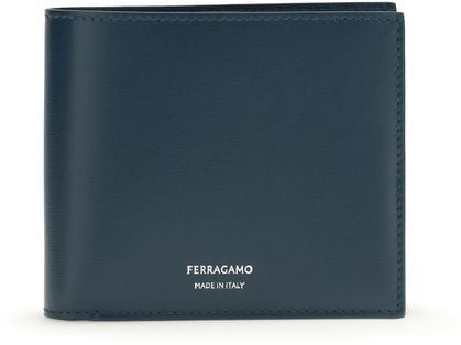 Ferragamo Ferragamo Blue Calf Leather Bos Taurus Wallet