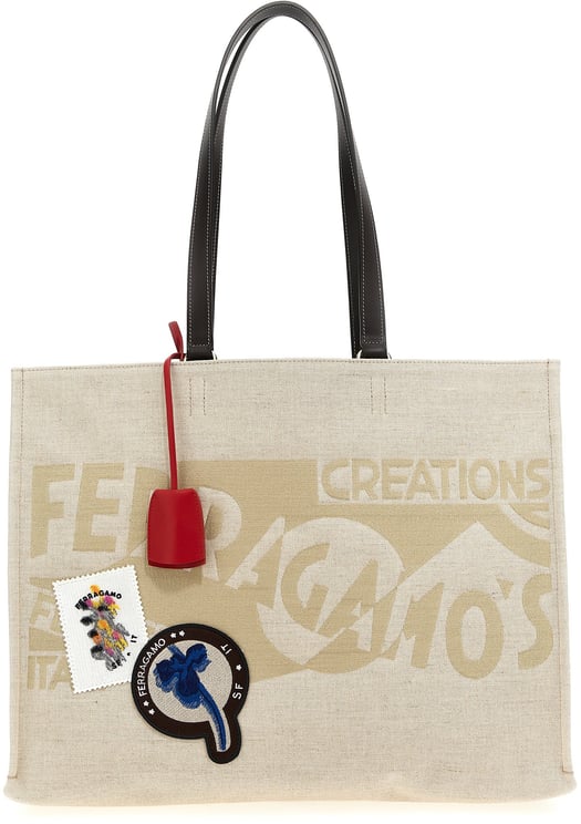 Ferragamo Ferragamo Beige Fabric Tote Bag